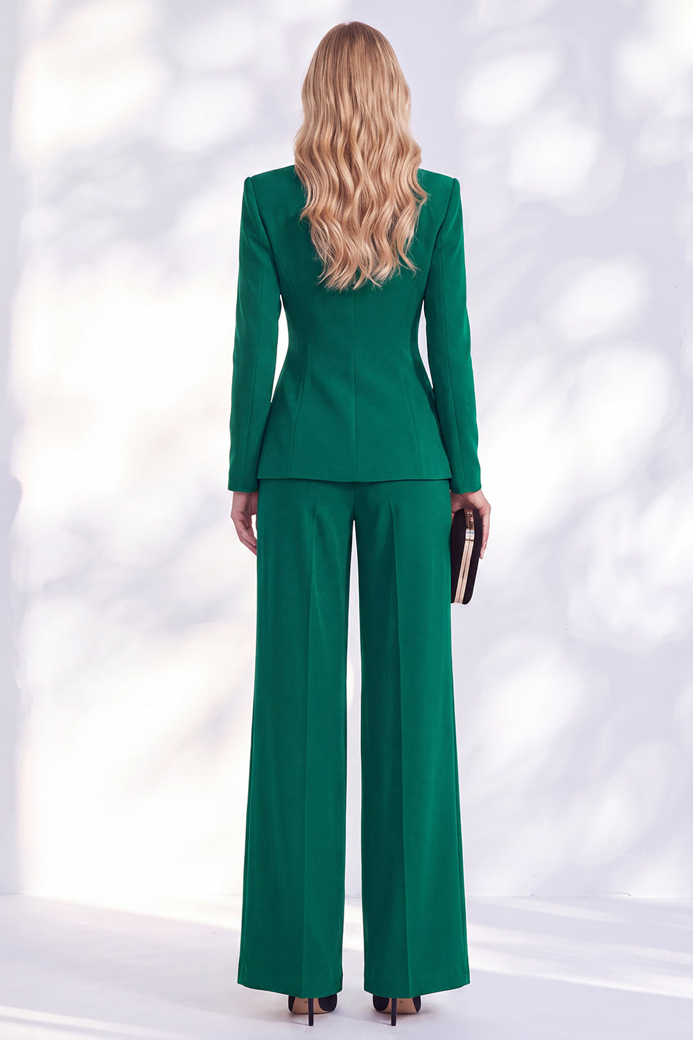Berlin Blue Pantsuits V-Neck Ruched Long Women Suits