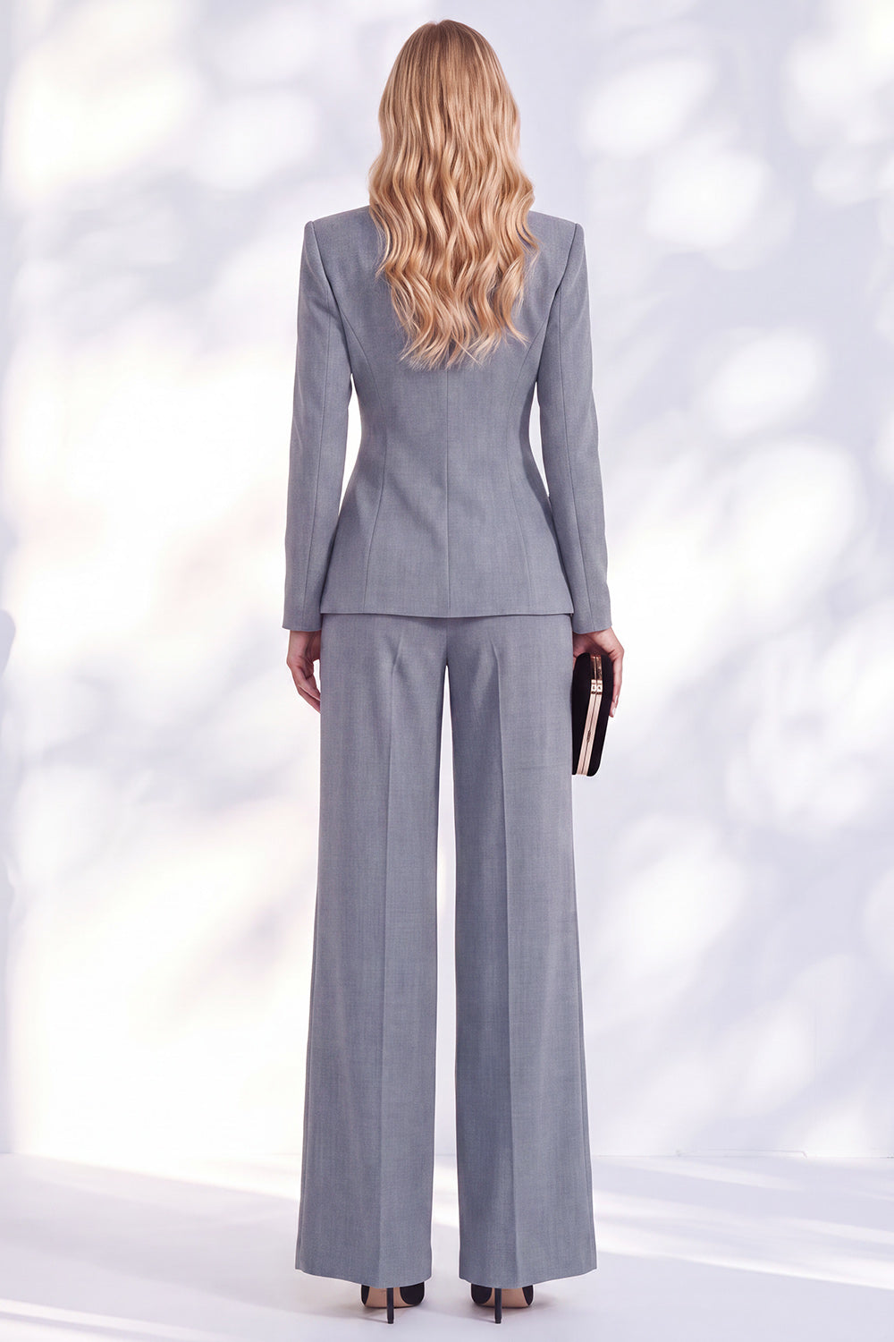 Berlin Blue Pantsuits V-Neck Ruched Long Women Suits
