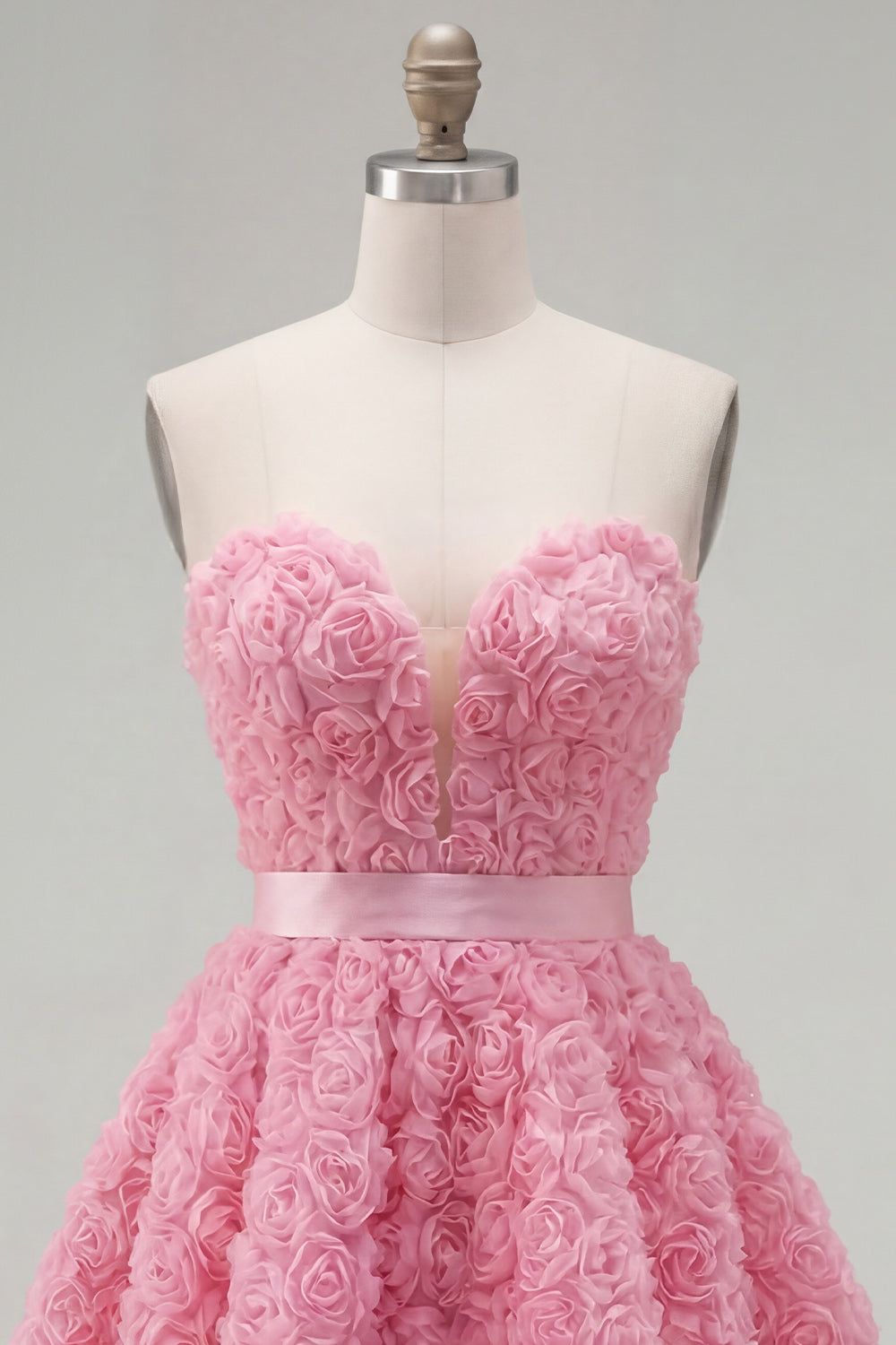 Sweetheart Pink A-Line 3D Floral Short Homecoming Dress with Lace Up Back