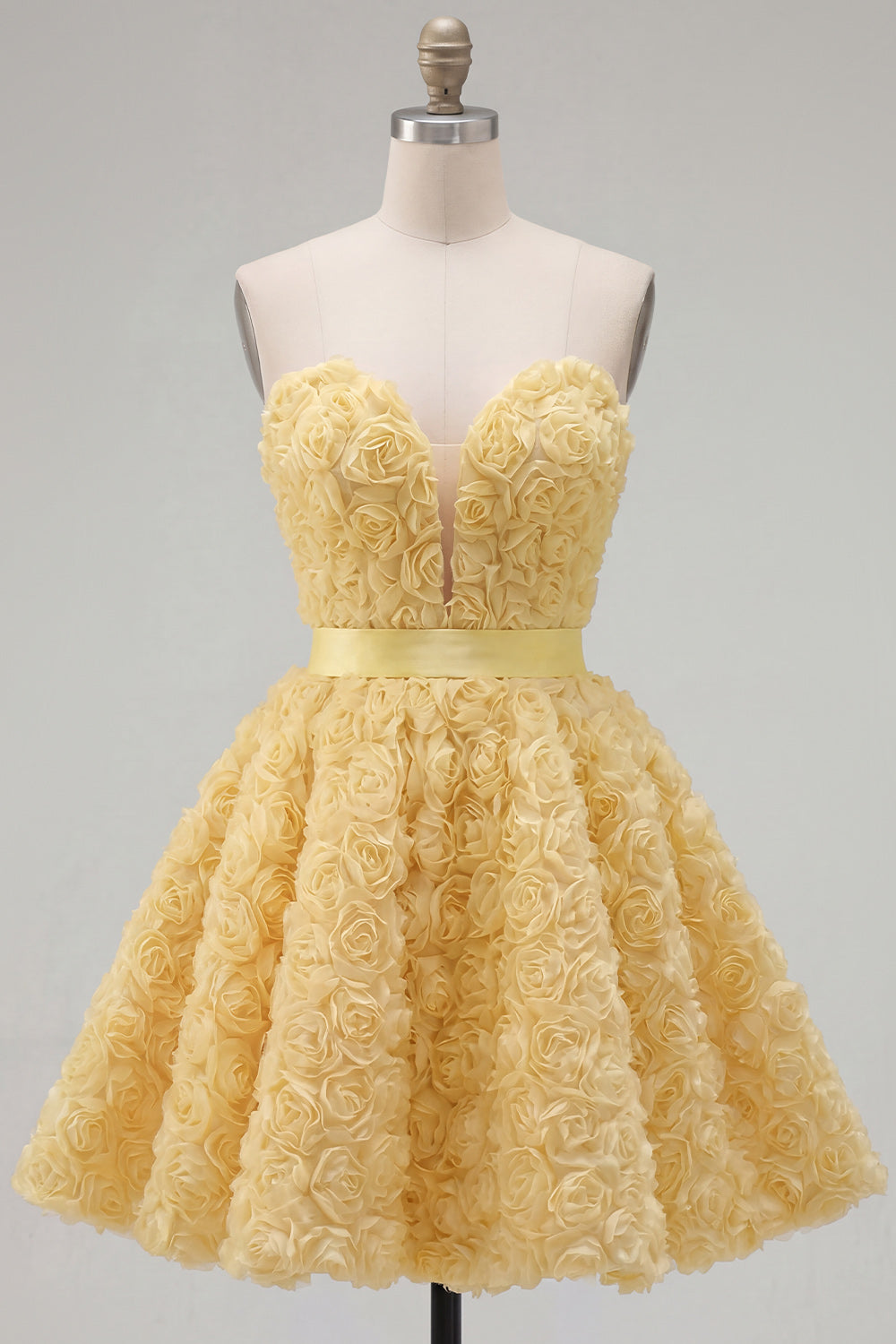 Sweetheart Pink A-Line 3D Floral Short Homecoming Dress with Lace Up Back