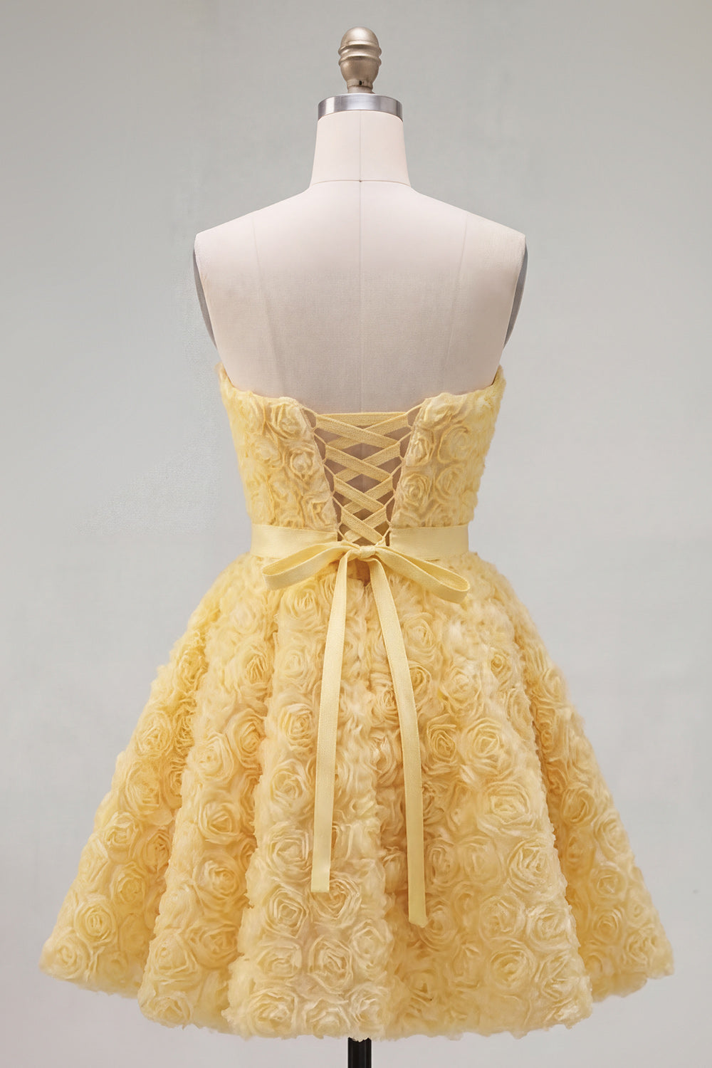 Sweetheart Pink A-Line 3D Floral Short Homecoming Dress with Lace Up Back