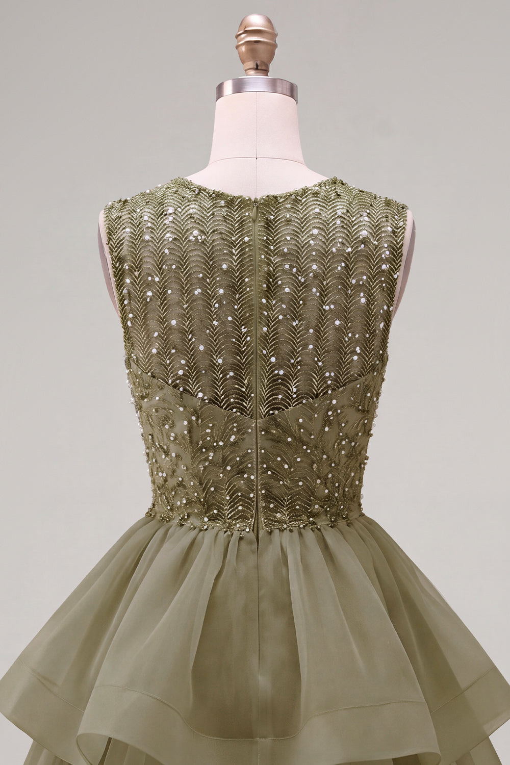 Yellow A-Line Round Neck Tiered Short Homecoming Dress with Pearls