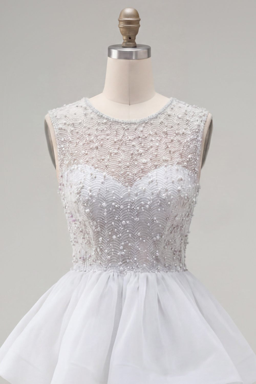 Yellow A-Line Round Neck Tiered Short Homecoming Dress with Pearls