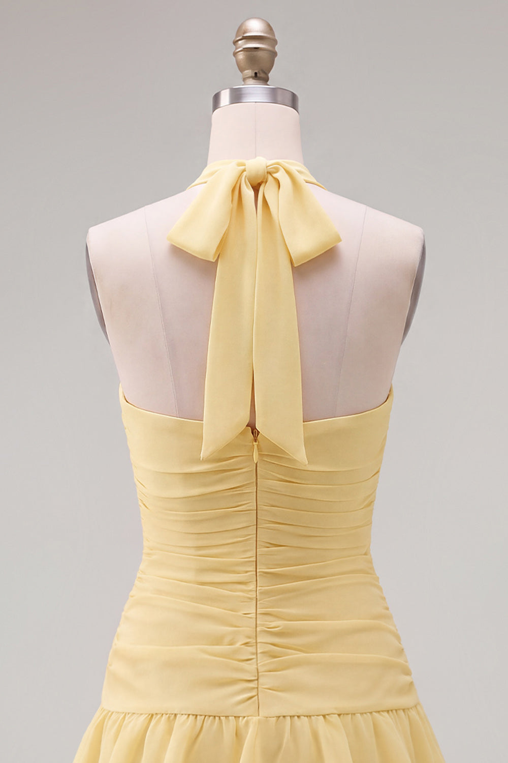Blue Halter Bodycon Tiered Ruched Homecoming Dress with 3D Flower