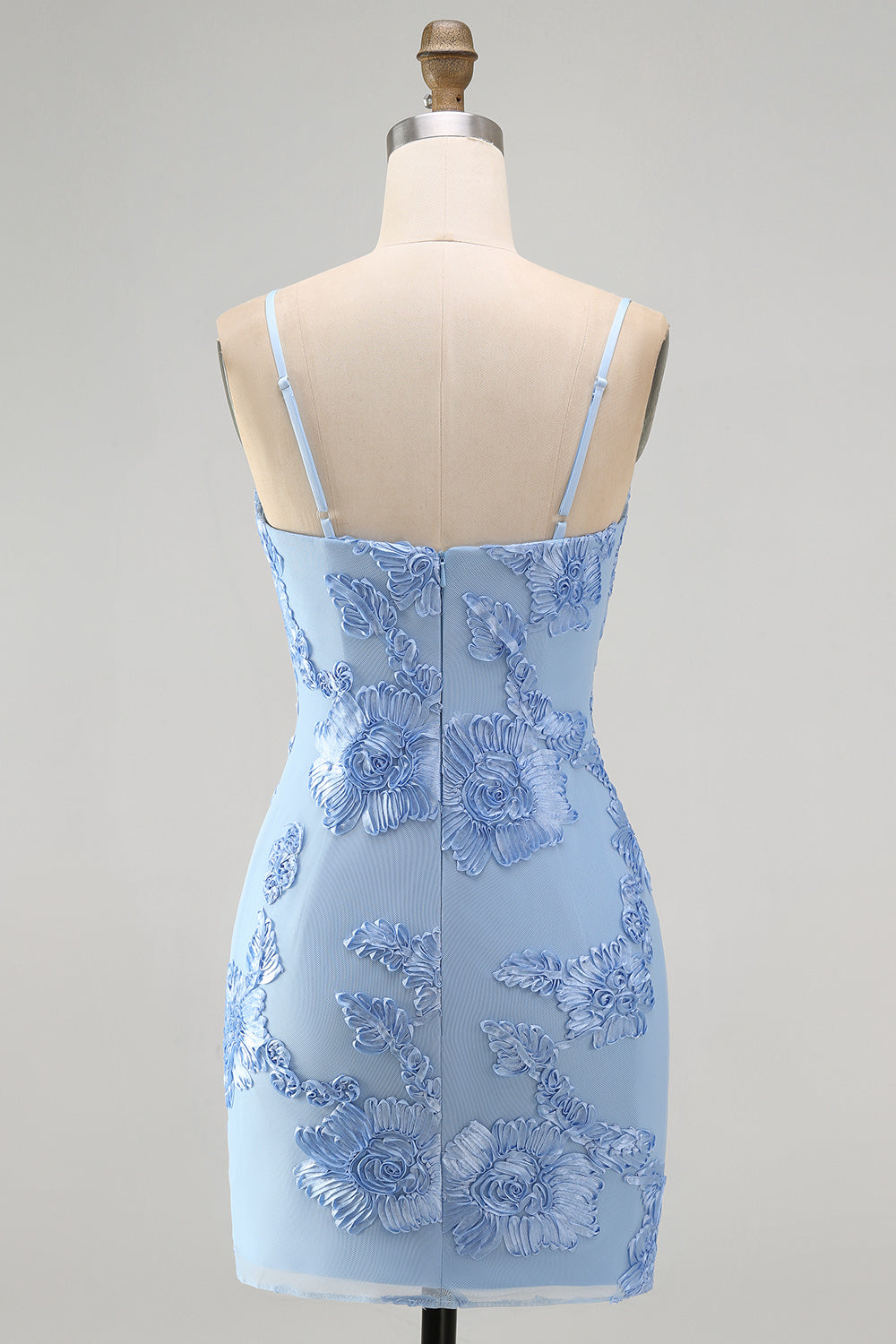 Yellow Bodycon Ruched Spaghetti Straps Floral Embroidery Homecoming Dress