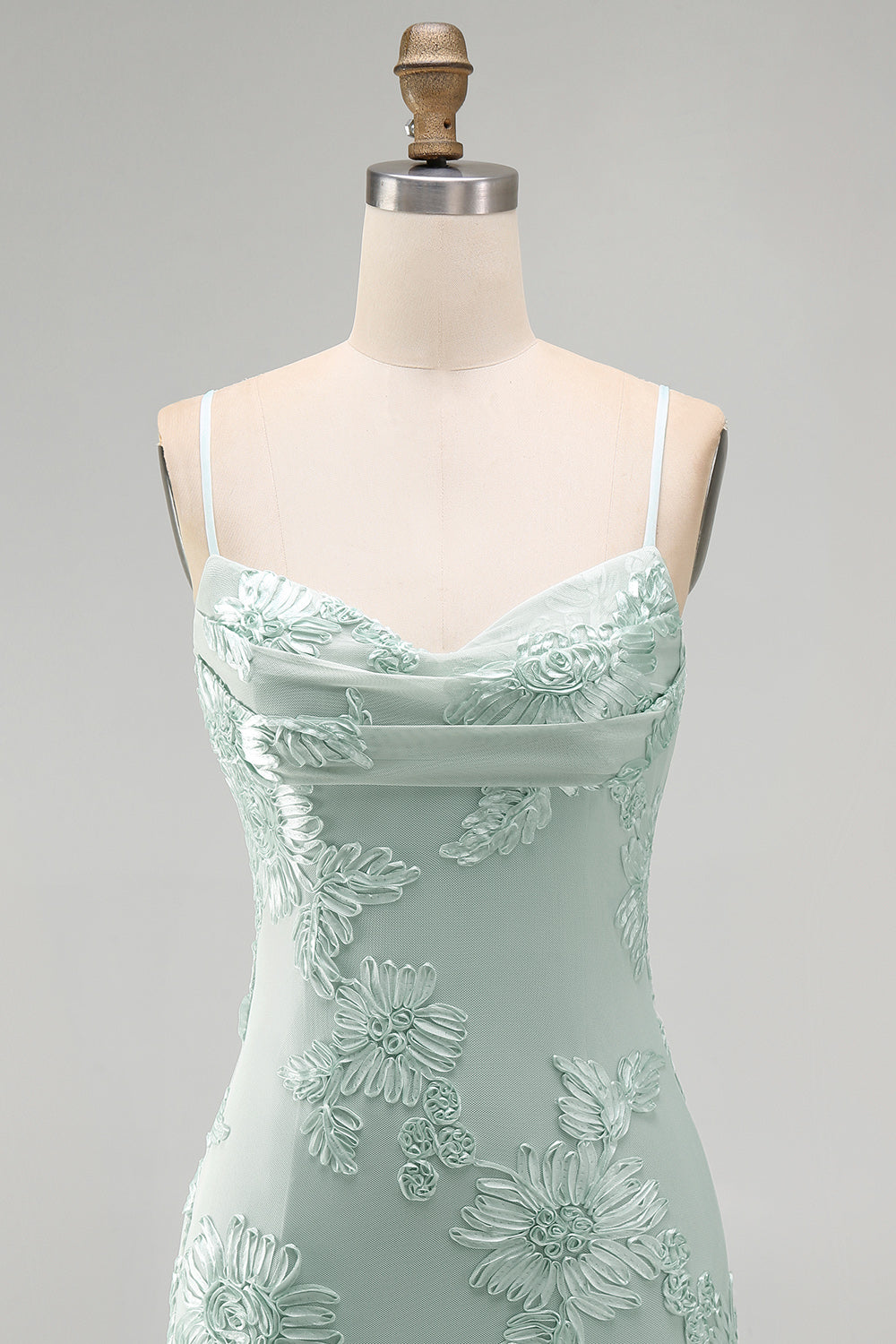 Yellow Bodycon Ruched Spaghetti Straps Floral Embroidery Homecoming Dress