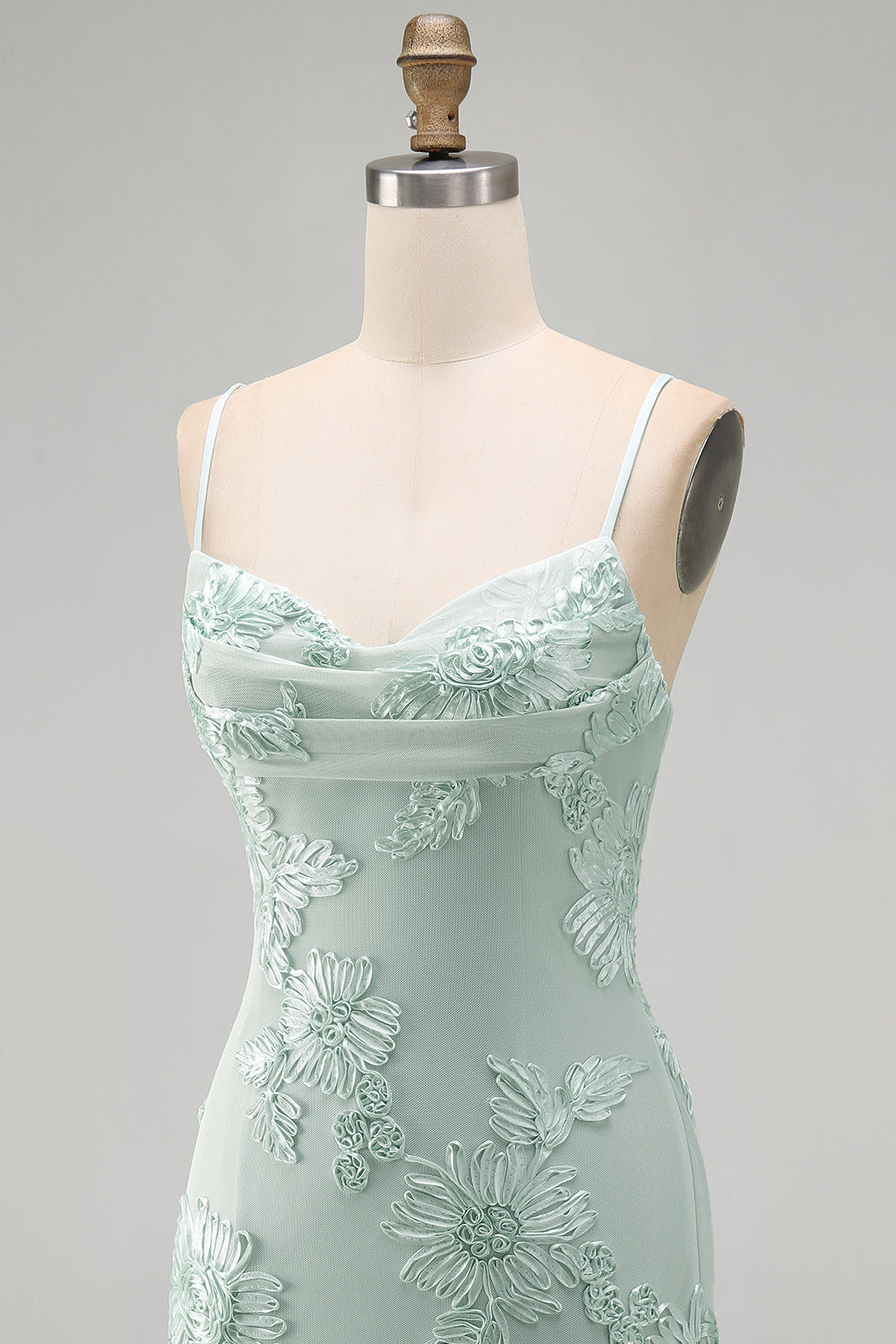 Yellow Bodycon Ruched Spaghetti Straps Floral Embroidery Homecoming Dress