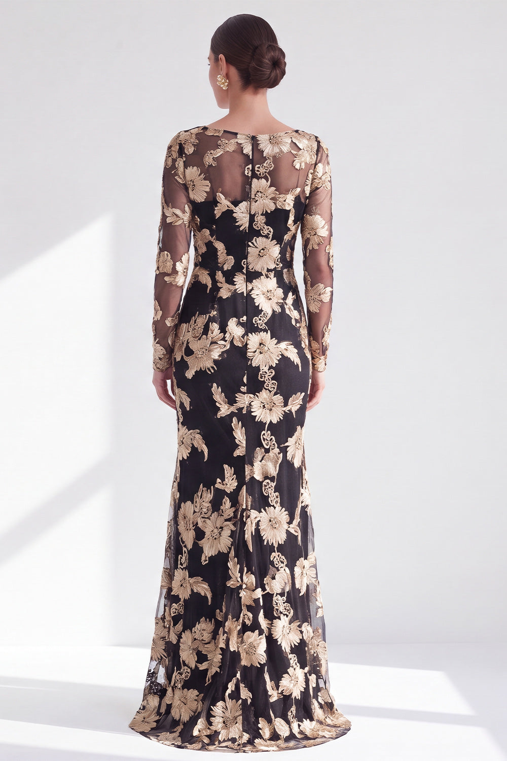 Red Mermaid Bateau Neck Floral Long Mother of the Bride Dress