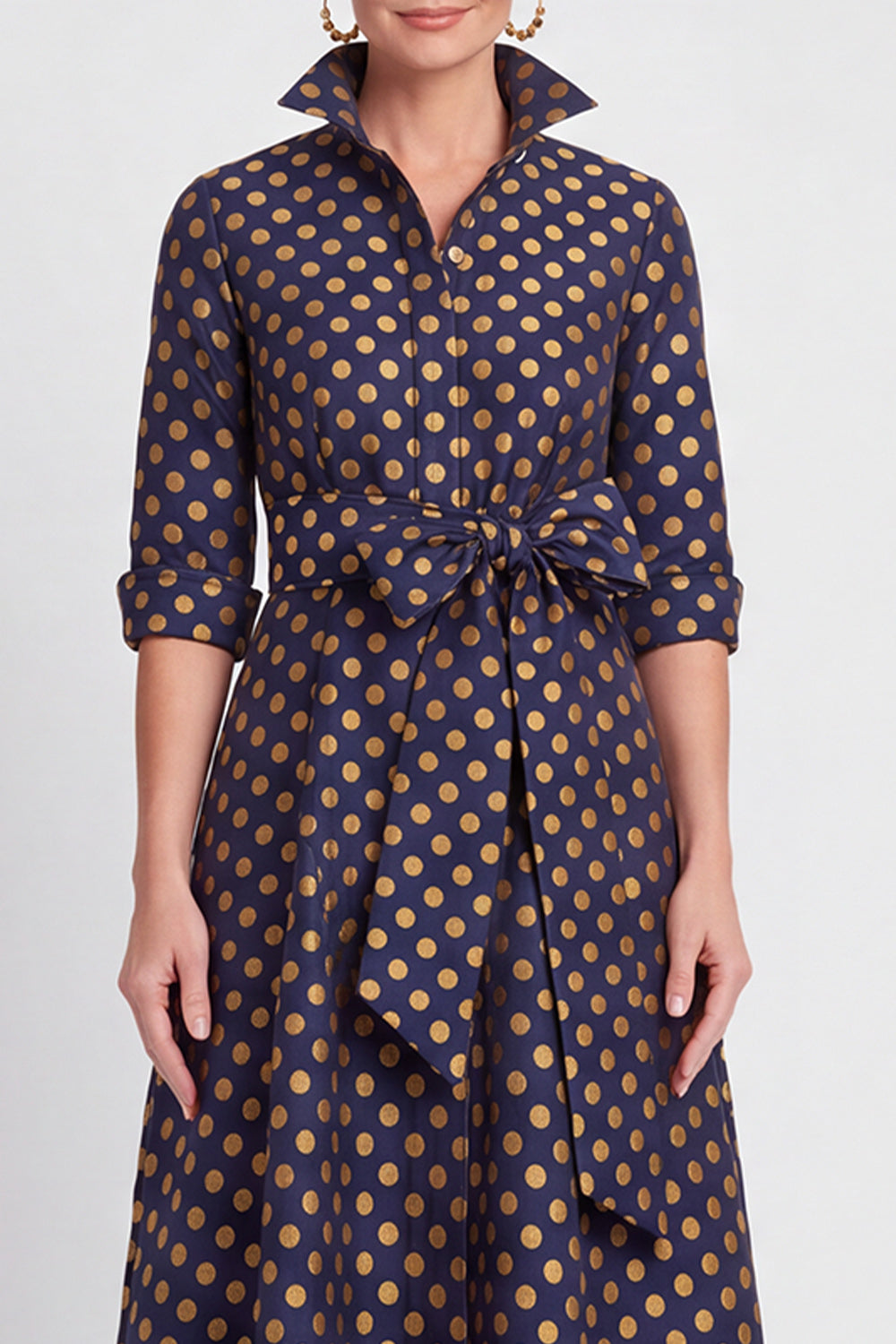 A-line Navy Floral Jacquard Half Sleeves Long Mother of the Bride Dress with Belt