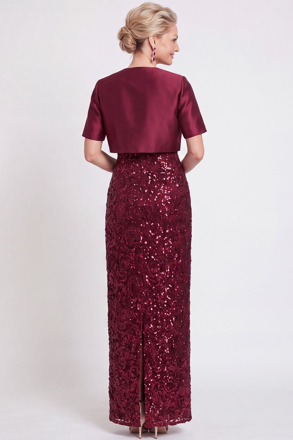 Sparkly Black Sequins Bodycon Long Mother of the Bride Dress with Slit