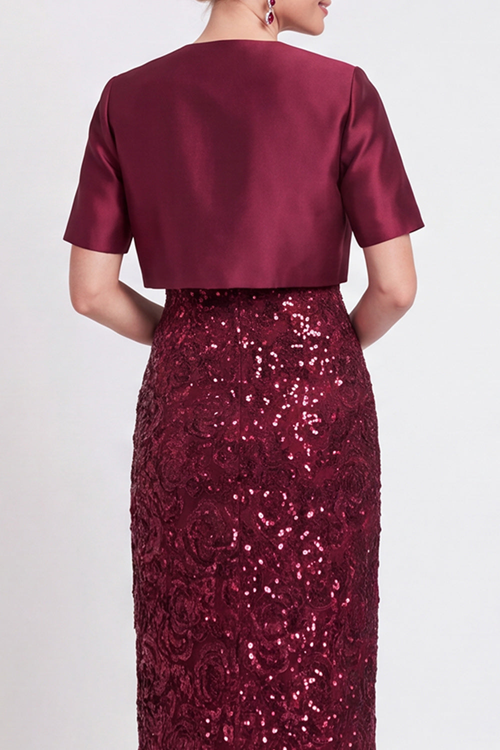 Sparkly Black Sequins Bodycon Long Mother of the Bride Dress with Slit