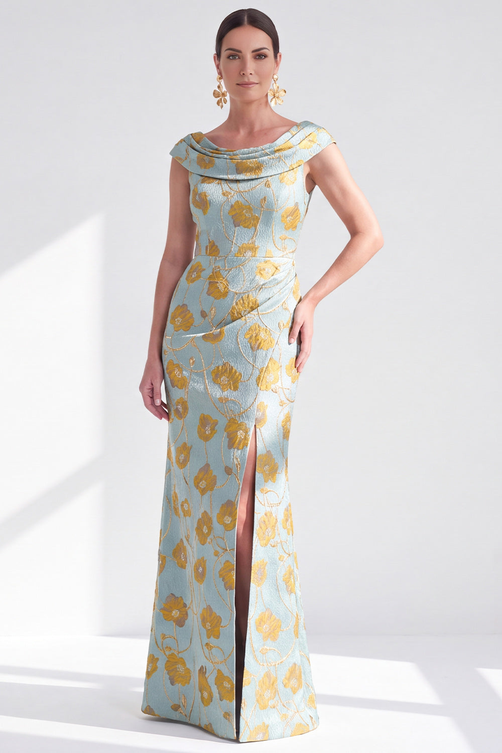 Mermaid Black Floral Long Mother of the Bride Dress with Slit
