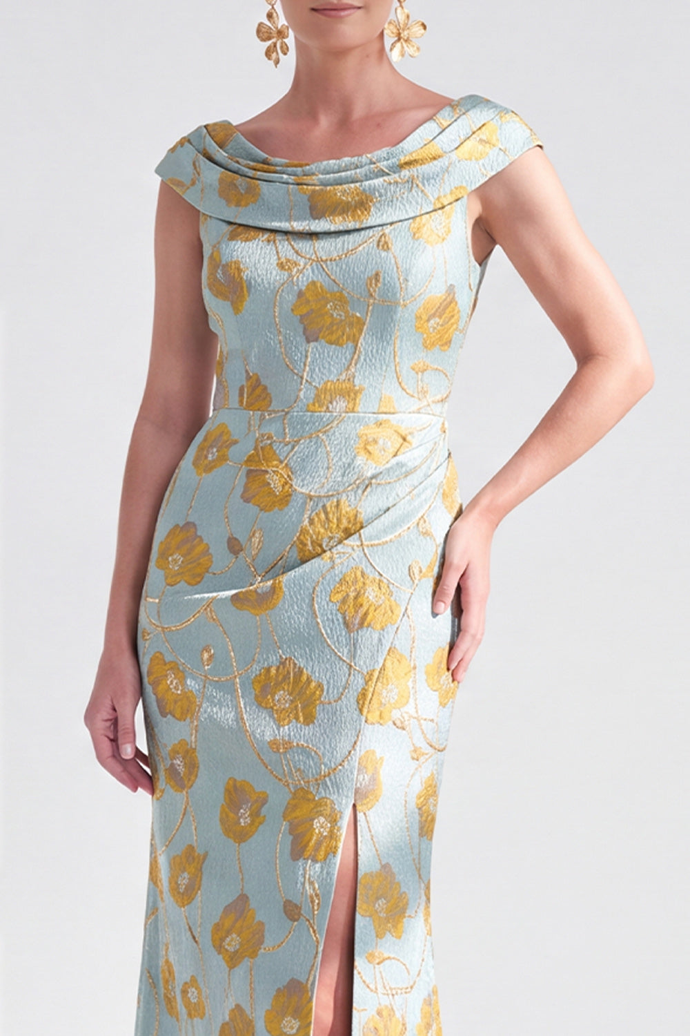 Mermaid Black Floral Long Mother of the Bride Dress with Slit