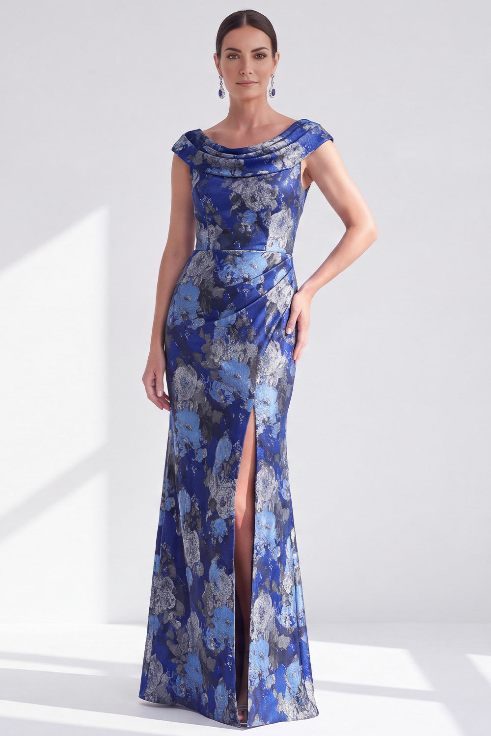 Mermaid Black Floral Long Mother of the Bride Dress with Slit