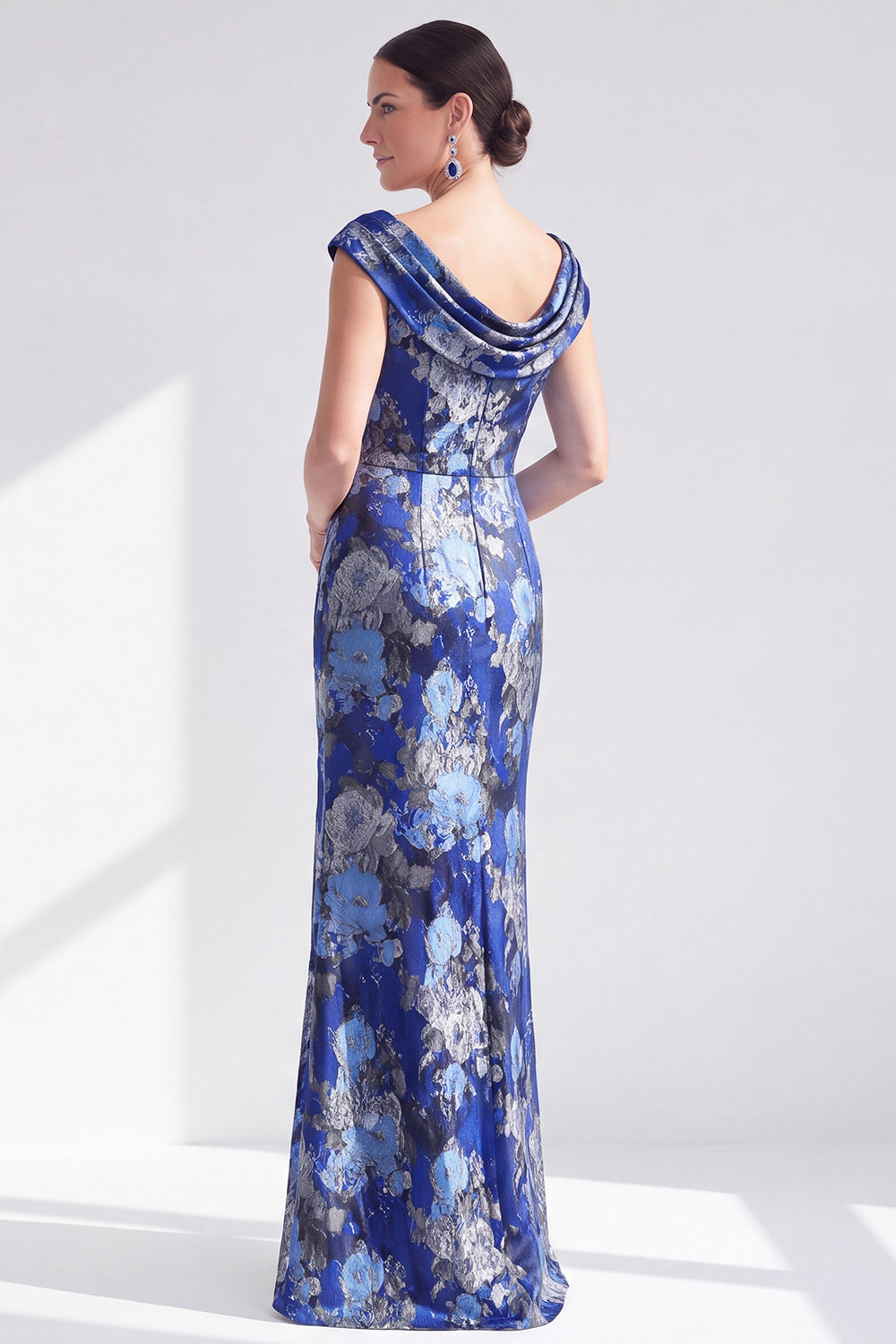 Mermaid Black Floral Long Mother of the Bride Dress with Slit
