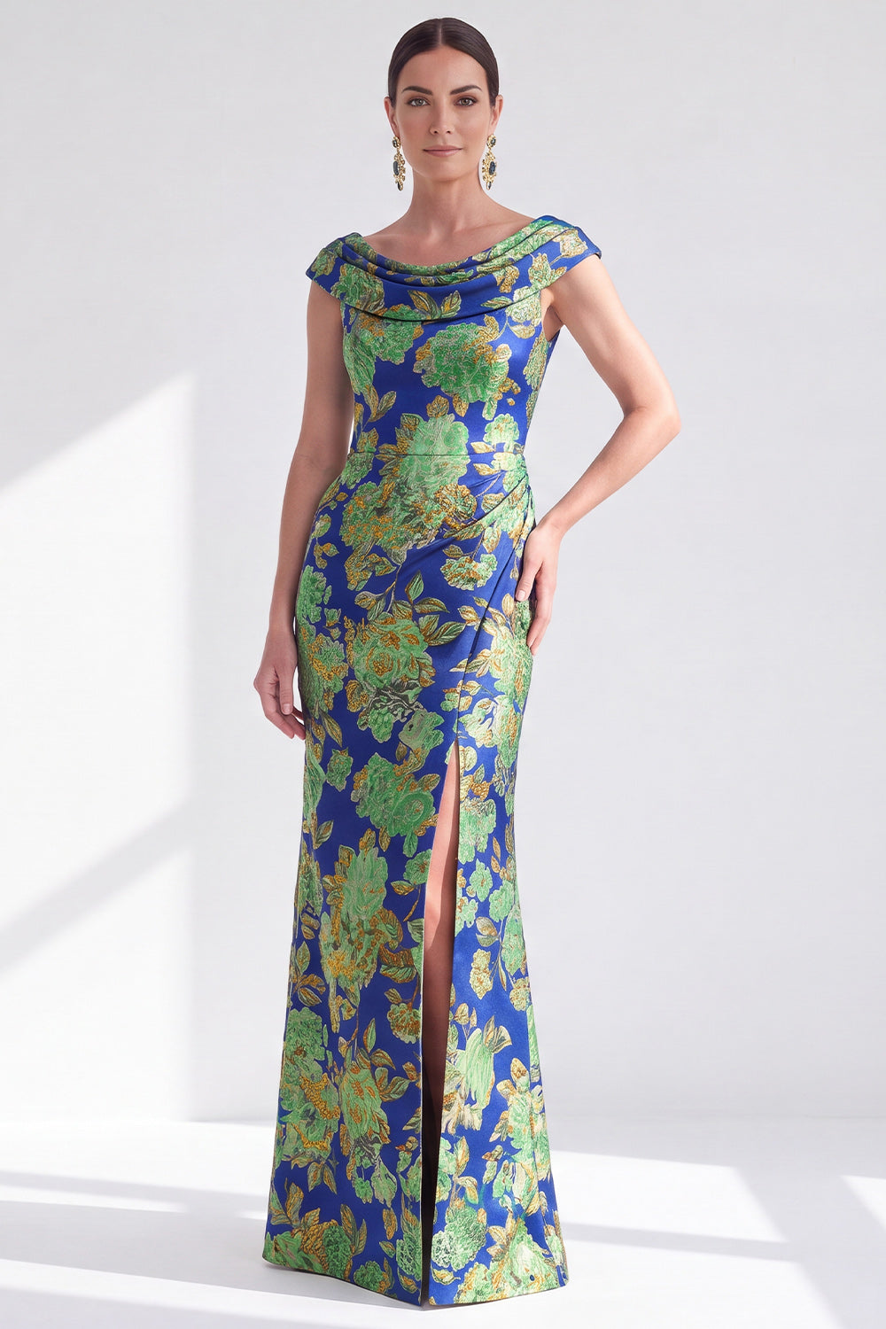 Mermaid Black Floral Long Mother of the Bride Dress with Slit
