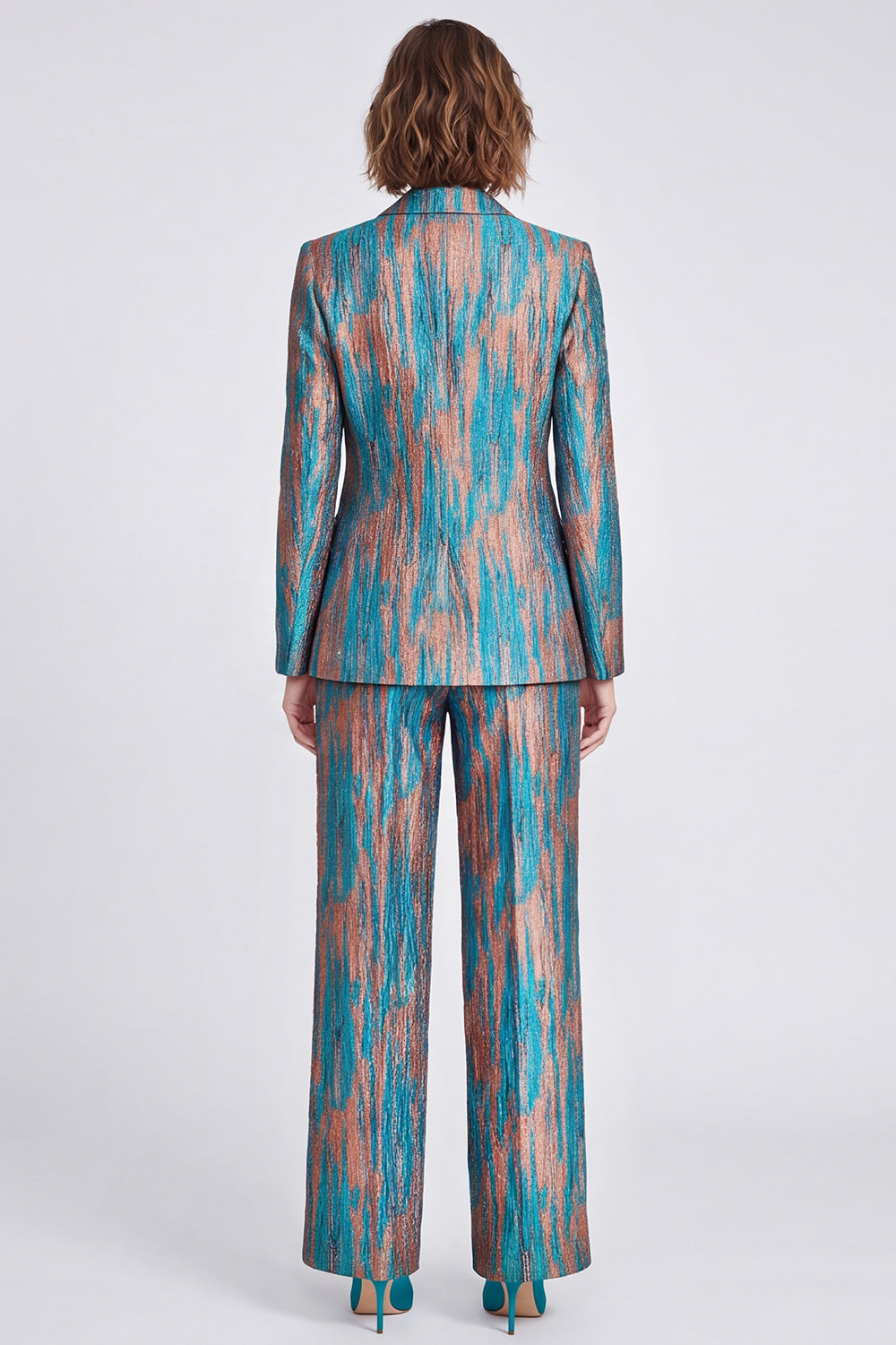 Blue 2-Piece Peak Lapel One-Button Women's Suit