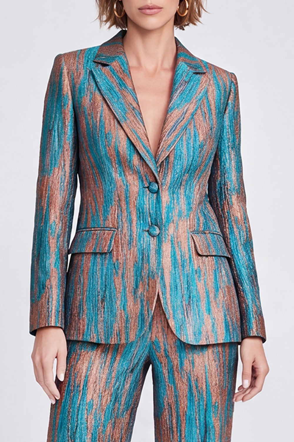 Blue 2-Piece Peak Lapel One-Button Women's Suit
