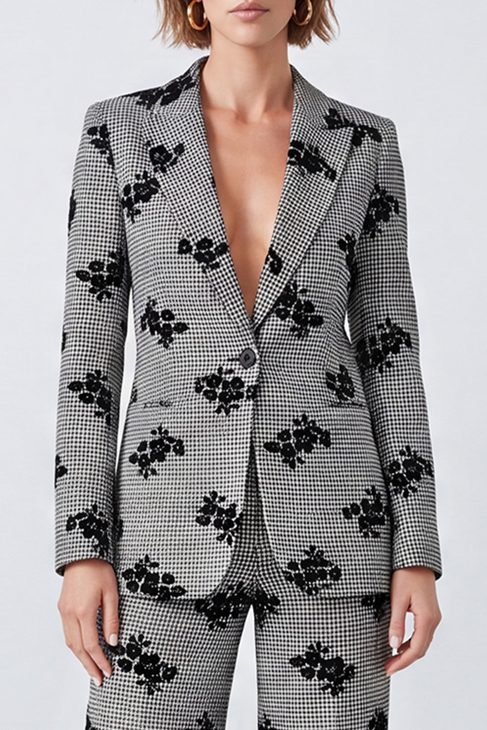 Peak Lapel 2 Piece Black and White One Button Prom Suits