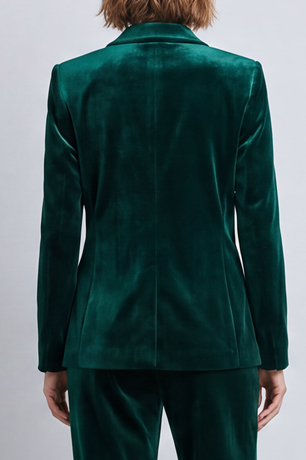 Dark Green Peak Lapel 2 Piece Velvet Double Breasted Women's Suits
