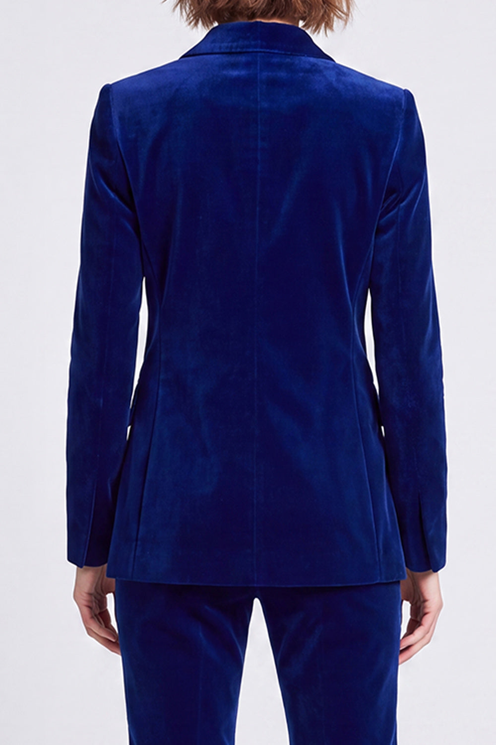 Royal Blue Velvet Peak Lapel 2 Piece One Button Slim Fit Women's Suits
