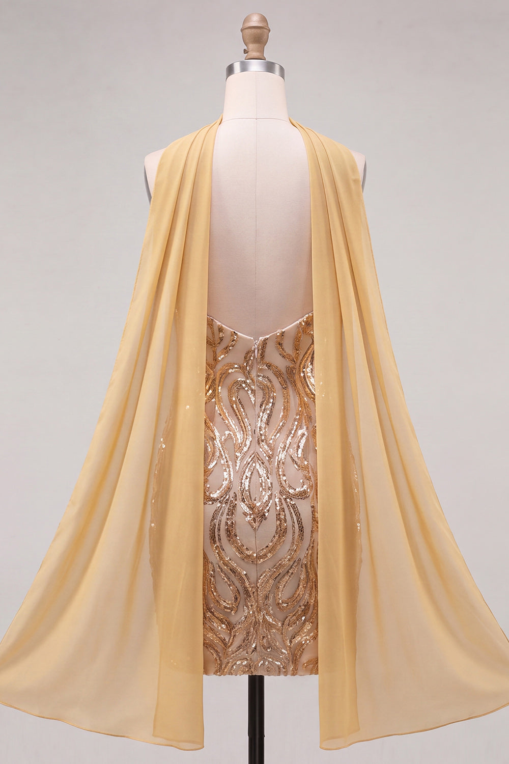 Gold Strapless Sequins Bodycon Short Homecoming Dress with Slit