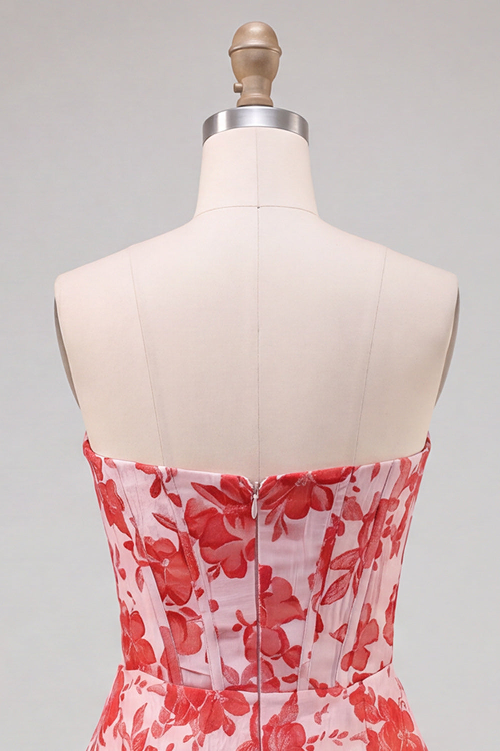 Sweetheart Red Corset Bodycon Floral Ruched Short Homecoming Dress