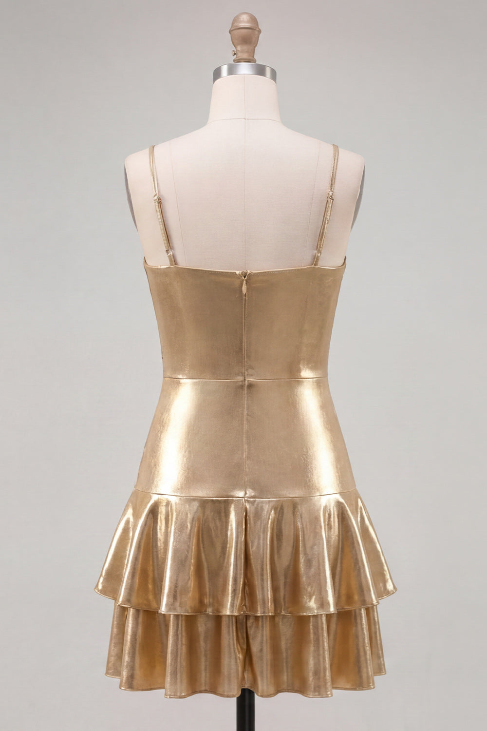 Fuchsia Metallic Ruched A-Line Tiered Spaghetti Straps Short Homecoming Dress
