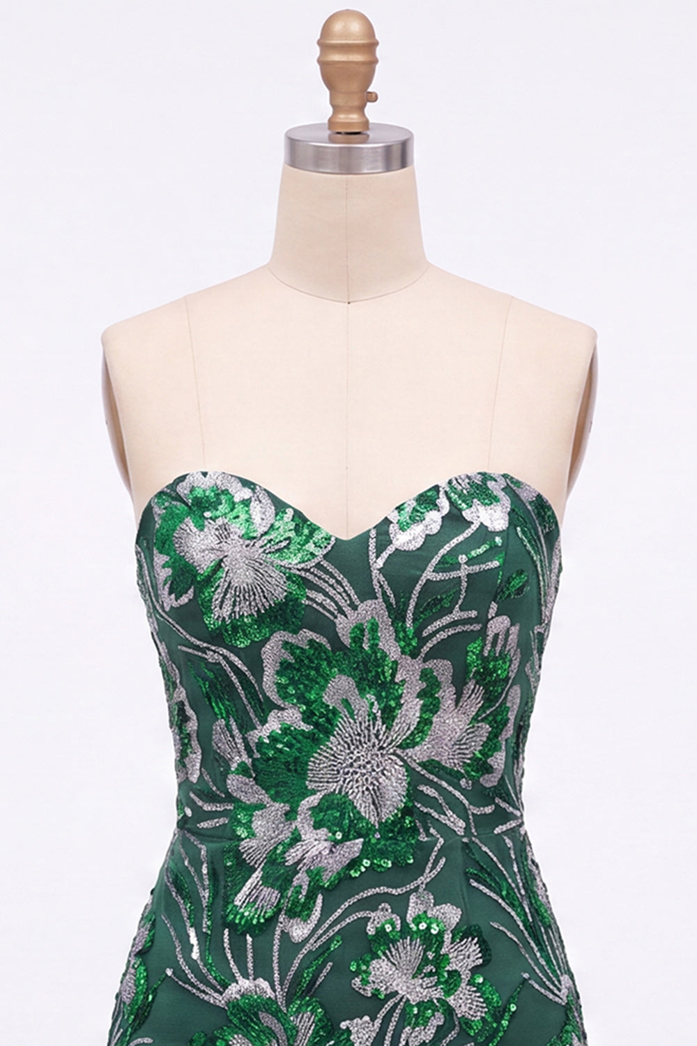 Strapless Green Bodycon Sequins Short Homecoming Dress with Lace Up Back