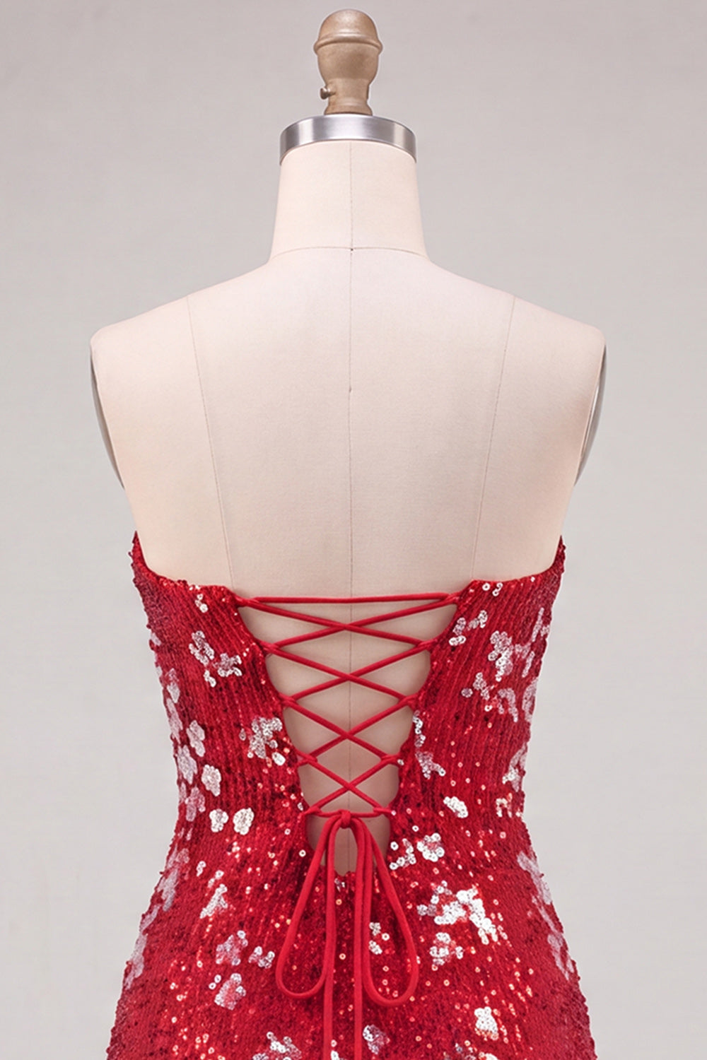 Sparkly Red Strapless Bodycon Sequins Short 80s Homecoming Dress