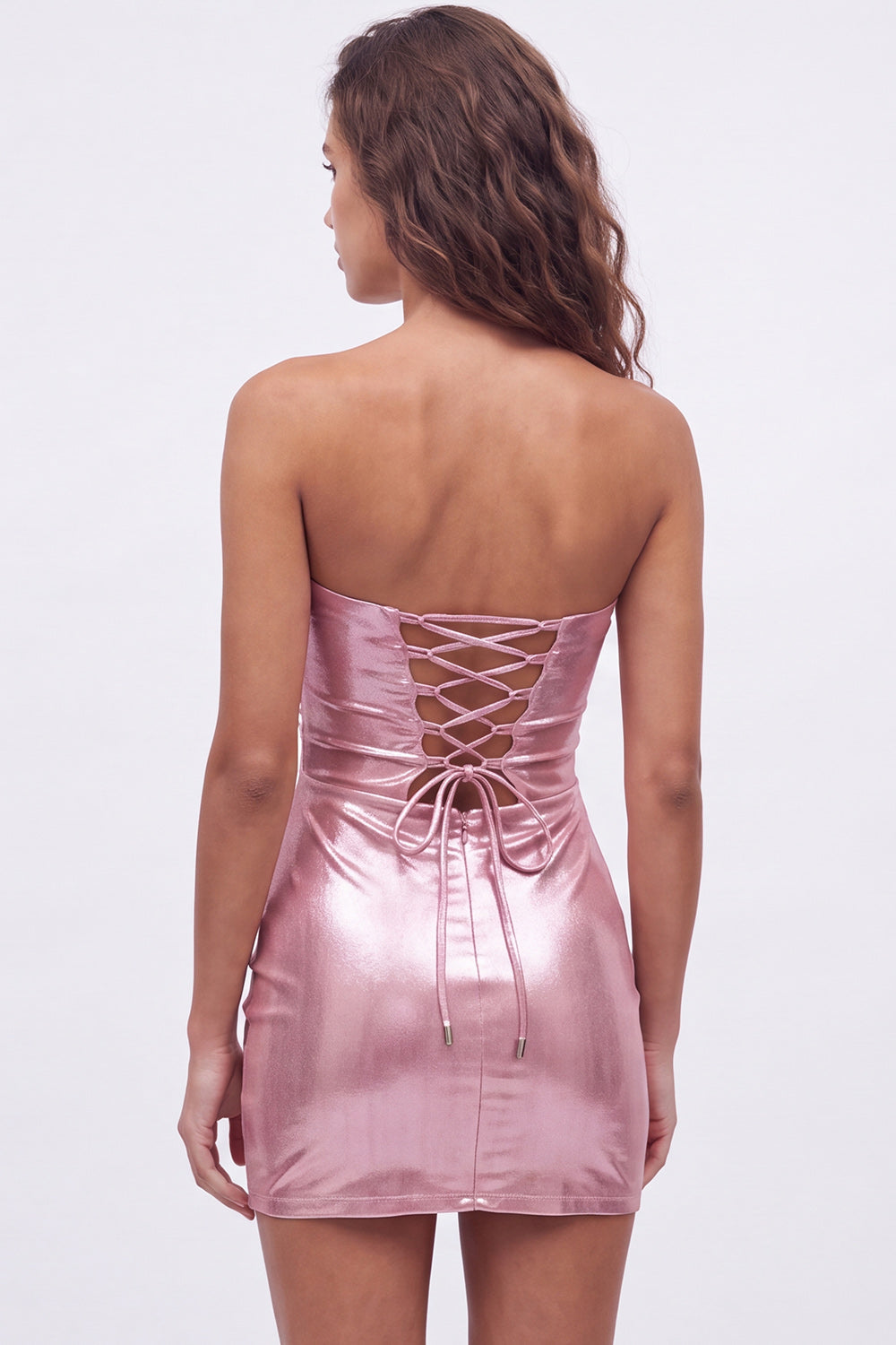 Robe de bal de promo homecoming style années 80 dorée Sweetheart Bodycon en dentelle métallisée avec découpe "keyhole" au dos lacé