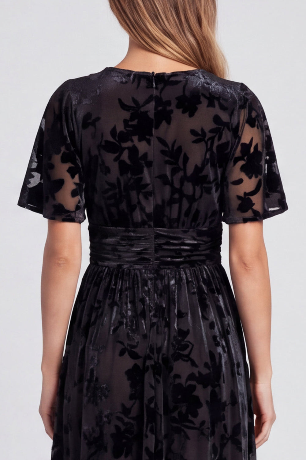 Olive A-Line Floral V-Neck Mother Of the Bride Dress with Slit