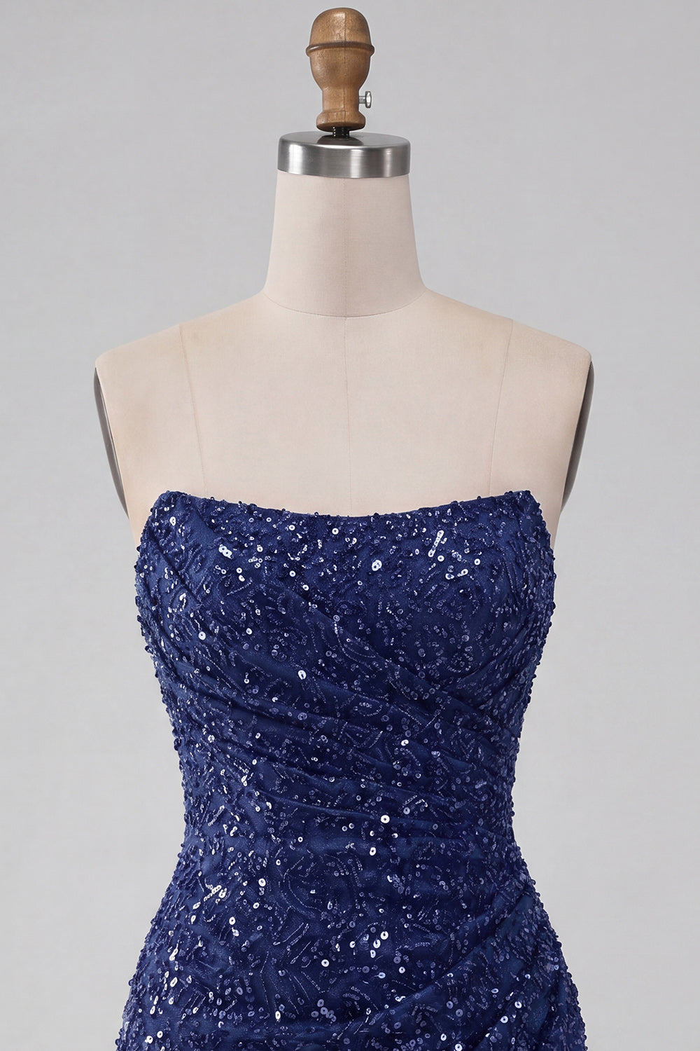 Sparkly Strapless Navy Bodycon Short Sequin Homecoming Dress