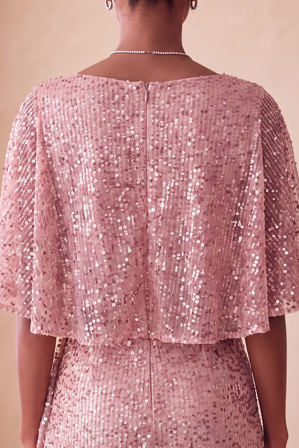 Sparkly Pink Bodycon Round Neck Sequins Ruched Short Homecoming Dress with Sash