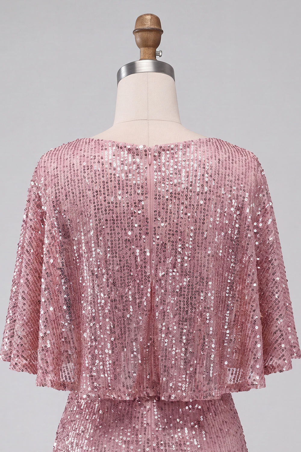 Sparkly Pink Bodycon Round Neck Sequins Ruched Short Homecoming Dress with Sash