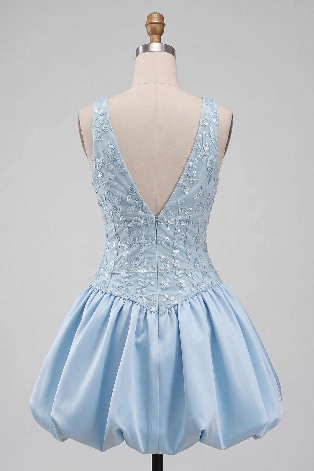 Sky Blue A-Line V-Neck Short Homecoming Dress