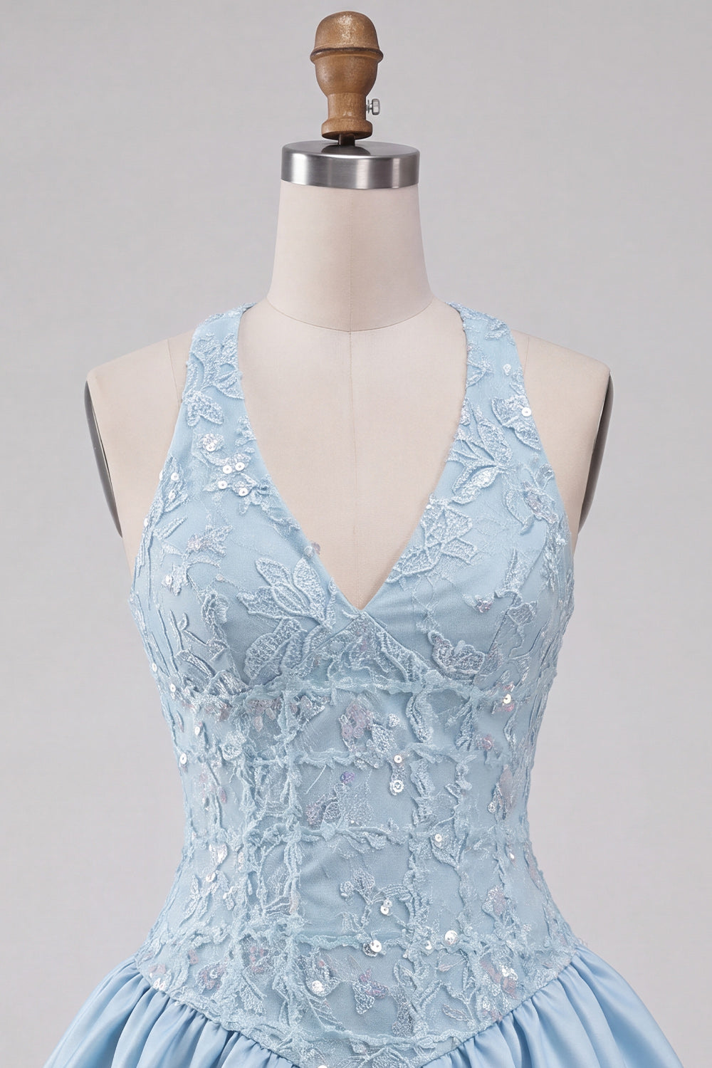 Sky Blue A-Line V-Neck Short Homecoming Dress