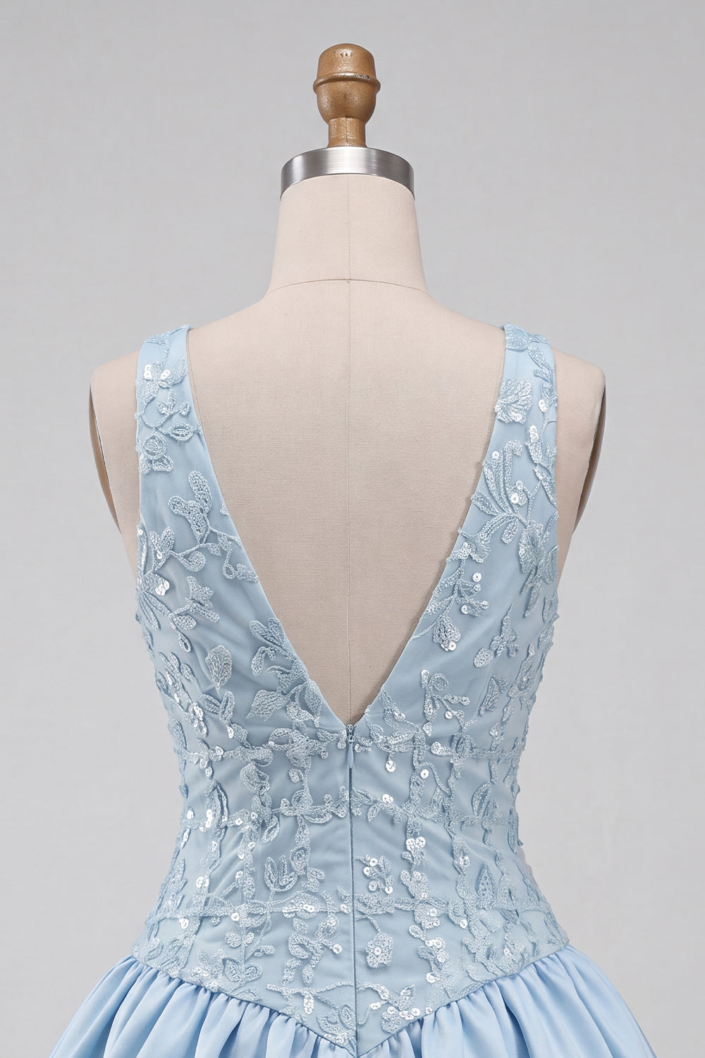 Sky Blue A-Line V-Neck Short Homecoming Dress