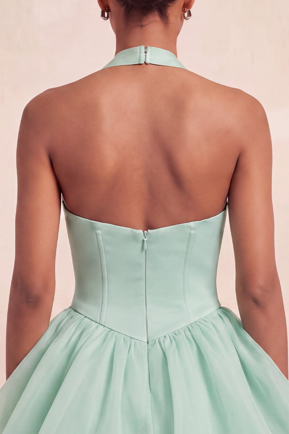 Pink Halter Neck Ruffled A-Line Short Homecoming Dress