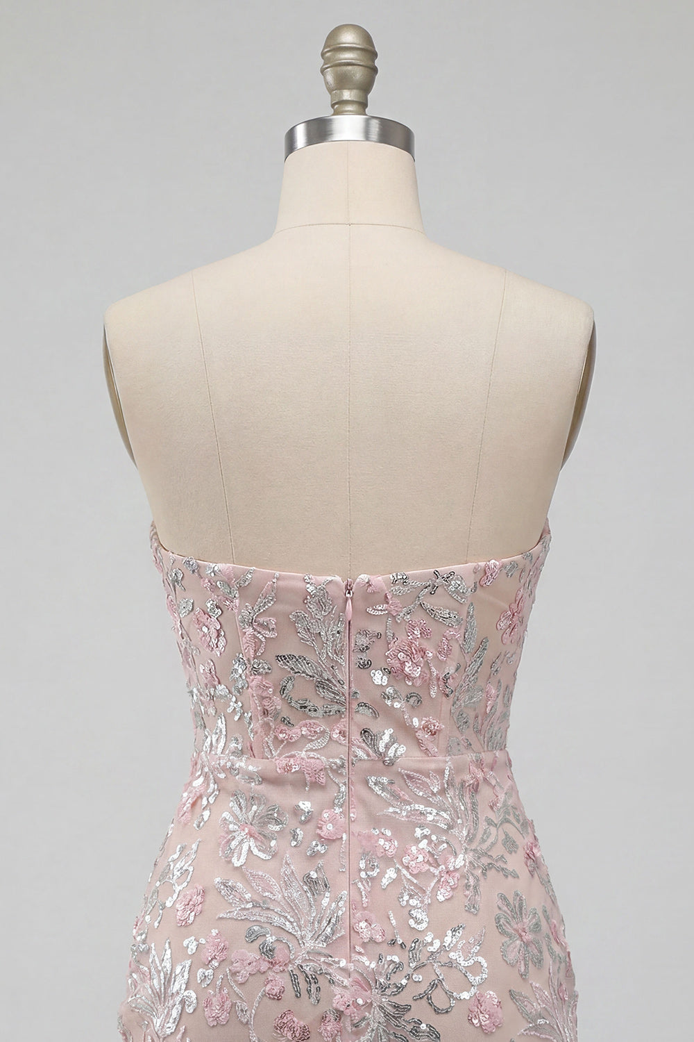 Blush Strapless Bodycon Sequined Ruched Short Homecoming Dress