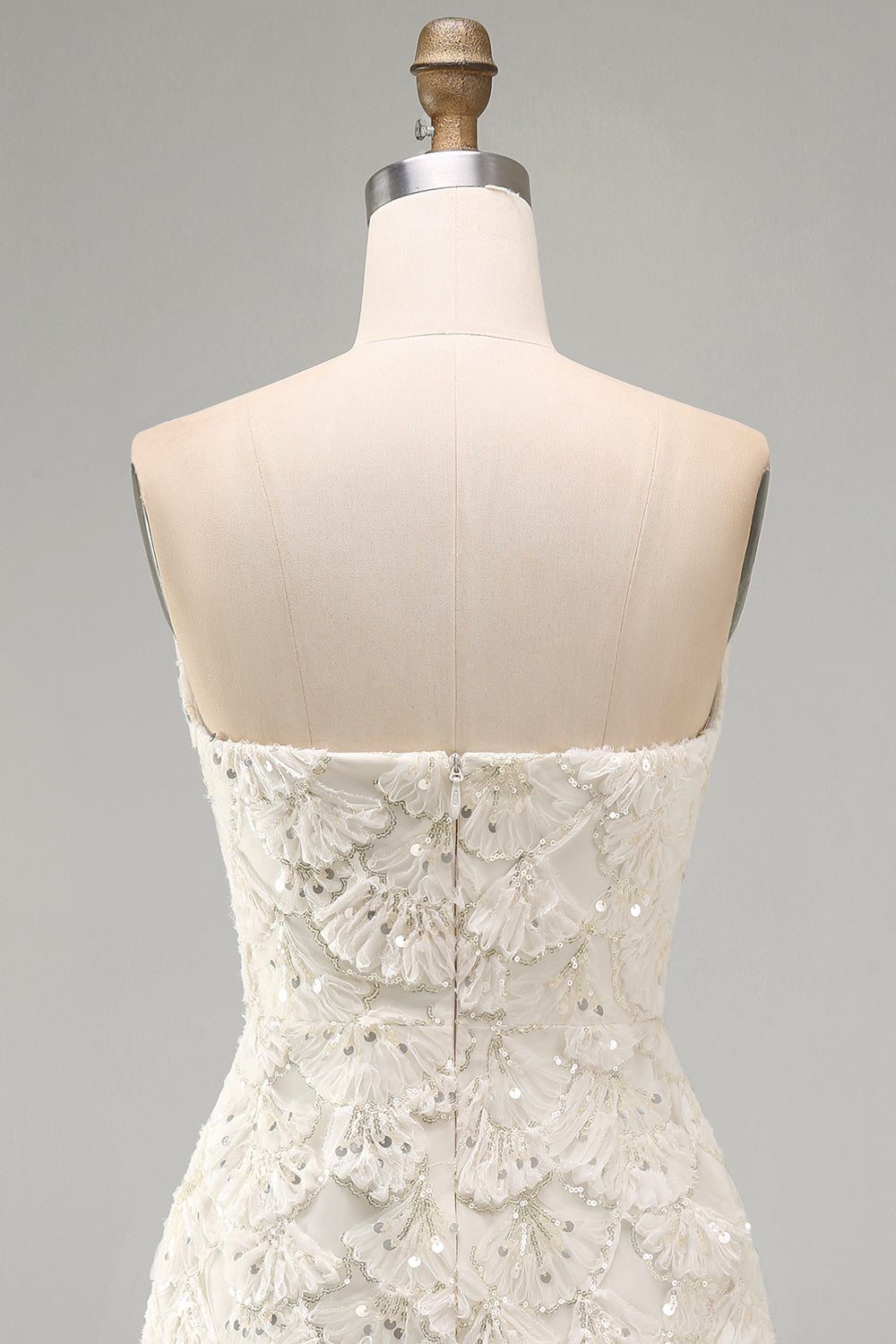 Ivory Sweetheart Short Bodycon Homecoming Dress with Sequins