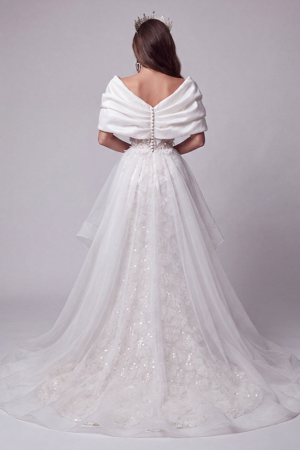Mermaid White Sequins Off the Shoulder Long Pageant Dress with Train