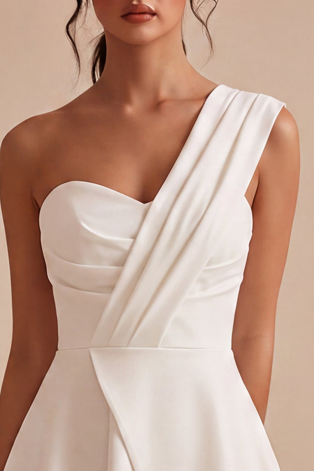 White One Shoulder A-Line Bridal Shower Dress