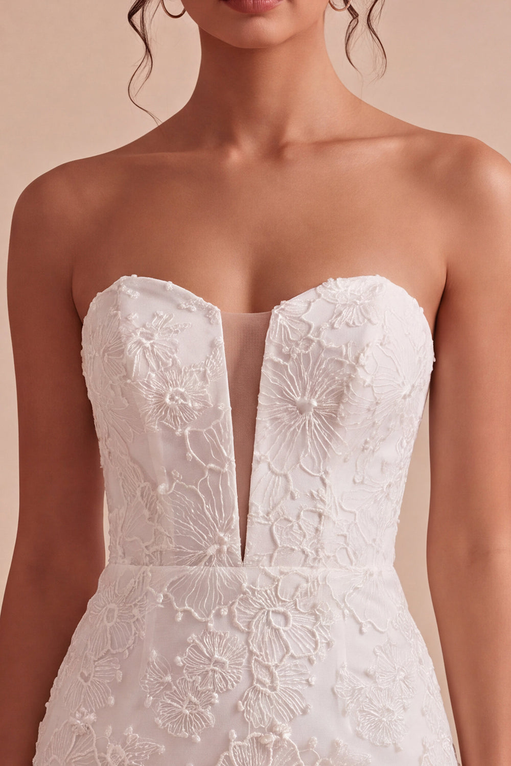 Sweetheart White Floral Bodycon Bridal Shower Dress
