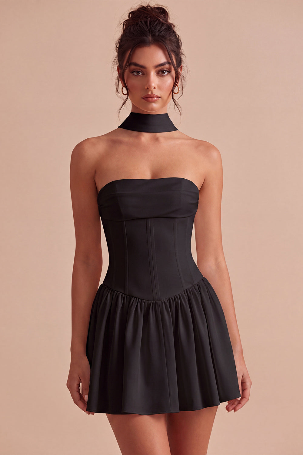 Strapless Corset A-Line Bridal Shower Dress with a Neck Scarf