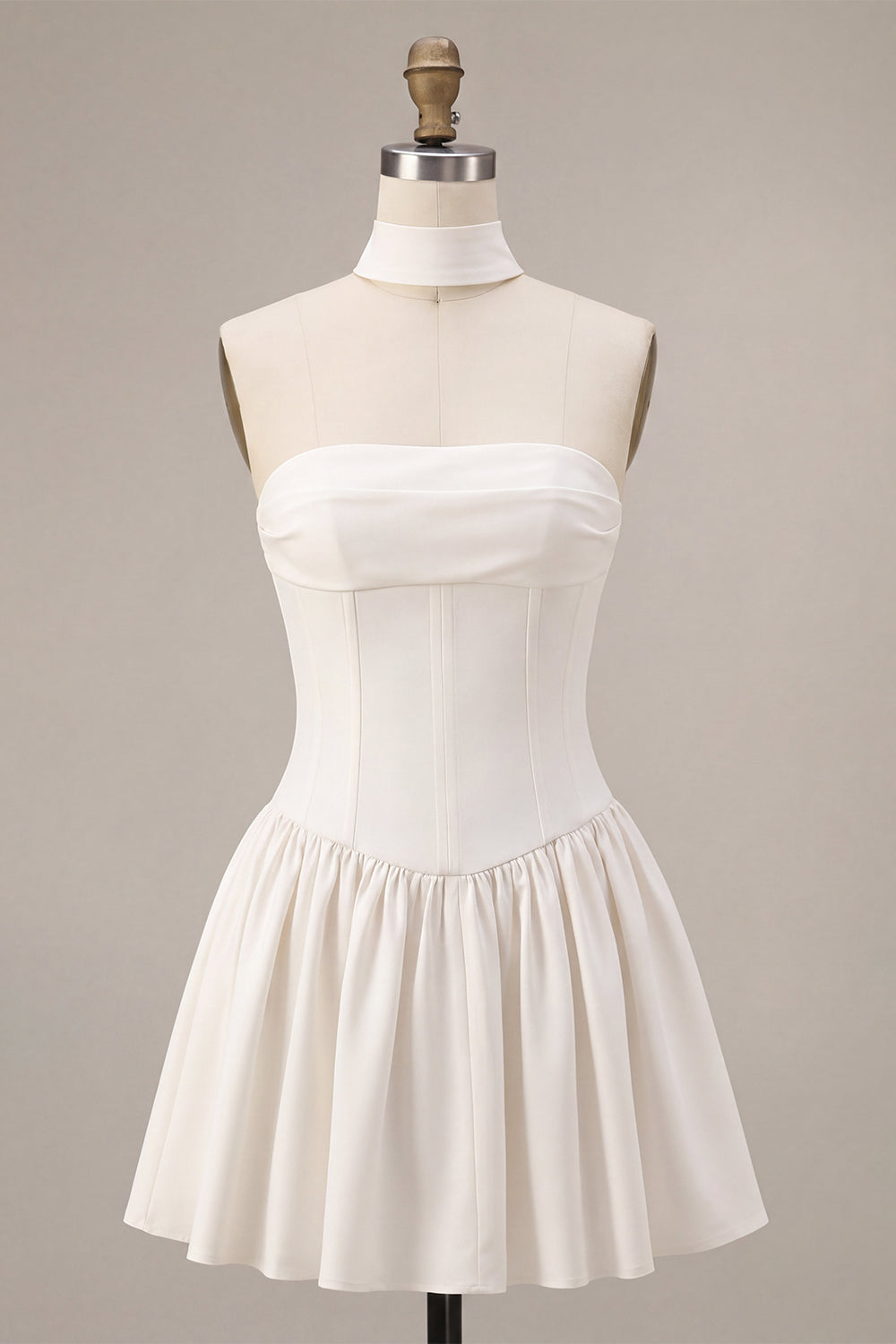 Strapless Corset A-Line Bridal Shower Dress with a Neck Scarf
