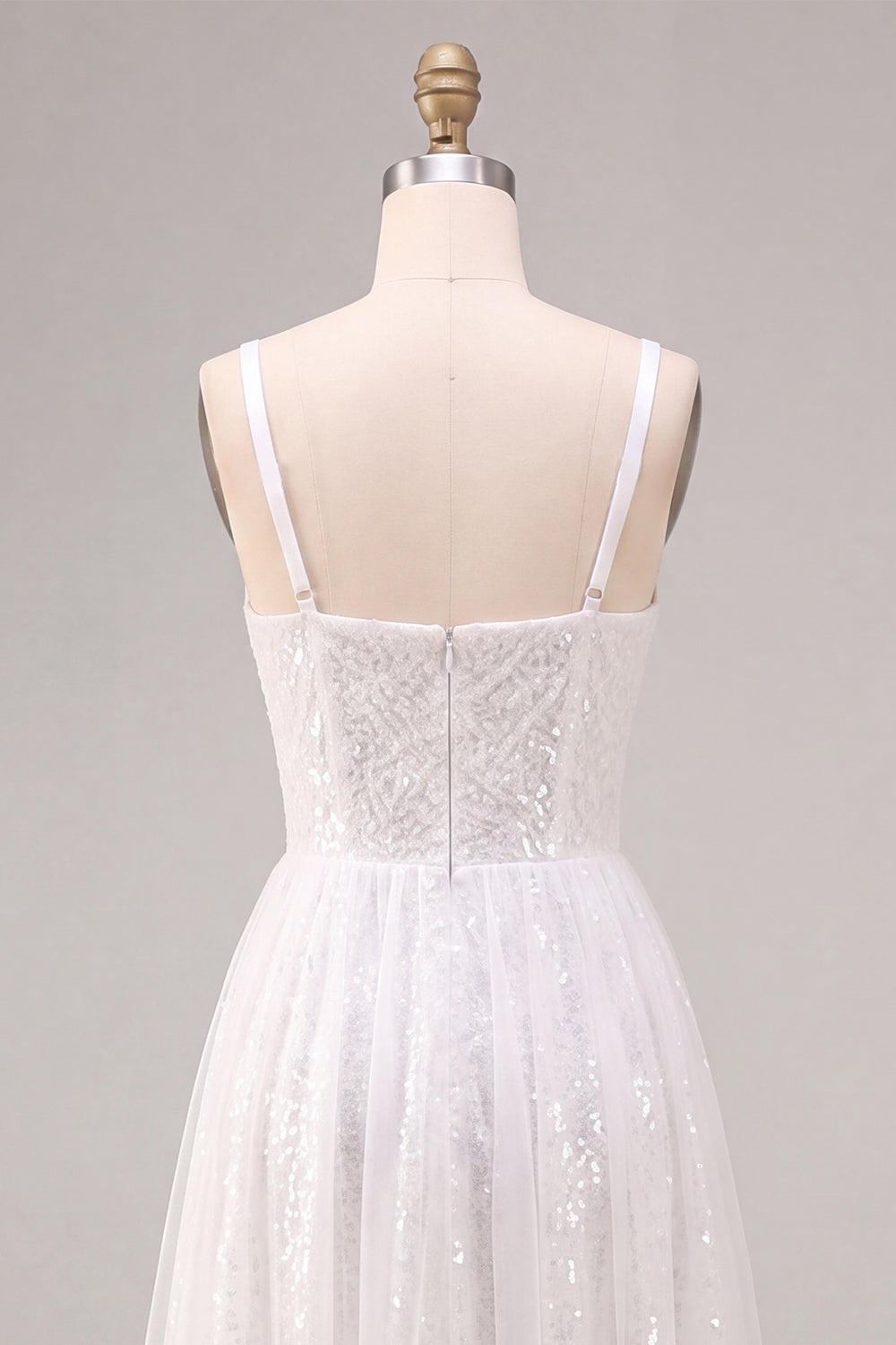 A-Line White Square Neck Floral Midi Engagement Dress
