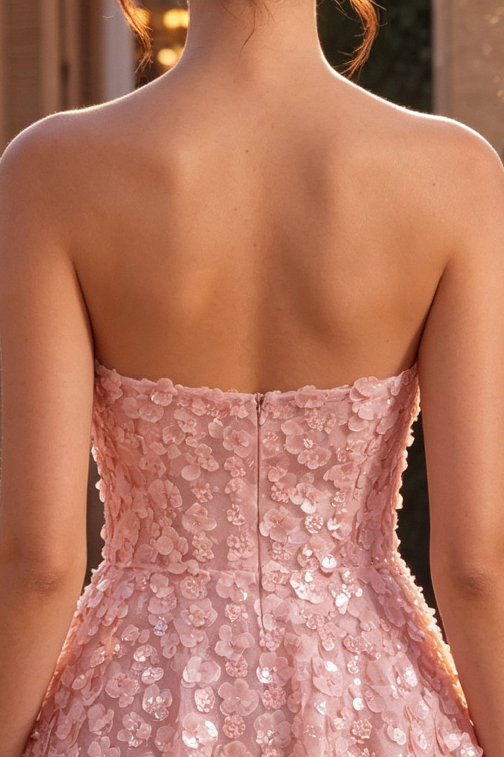 Pink A-Line Sweetheart 3D Flower Short Homecoming Dress with Ruffles