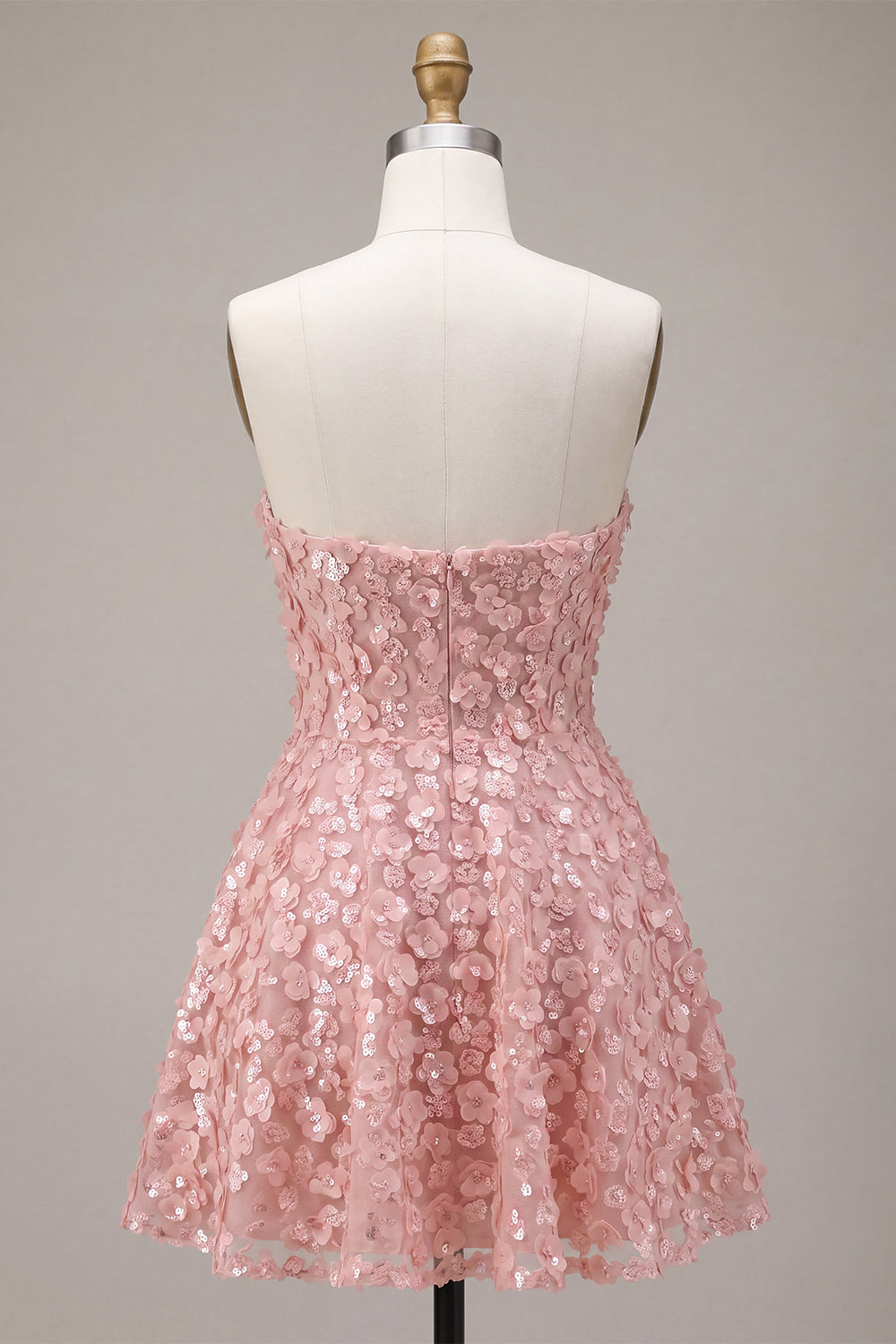 Pink A-Line Sweetheart 3D Flower Short Homecoming Dress with Ruffles