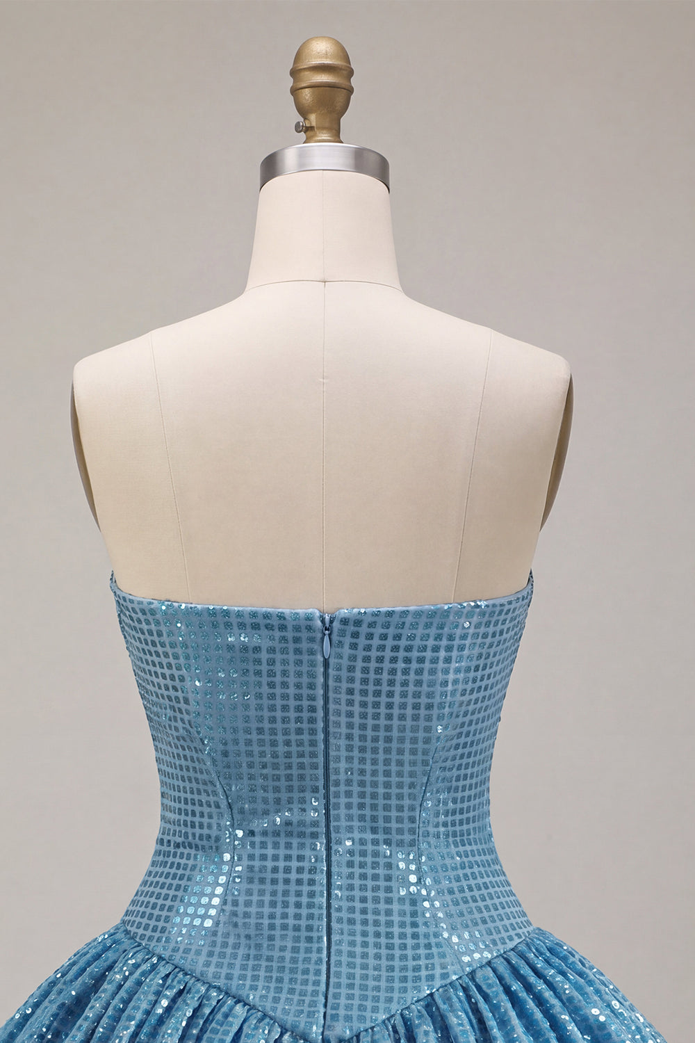 Sparkly Sweetheart Blue A-Line Sequins Short Bubble Hem Homecoming Dress